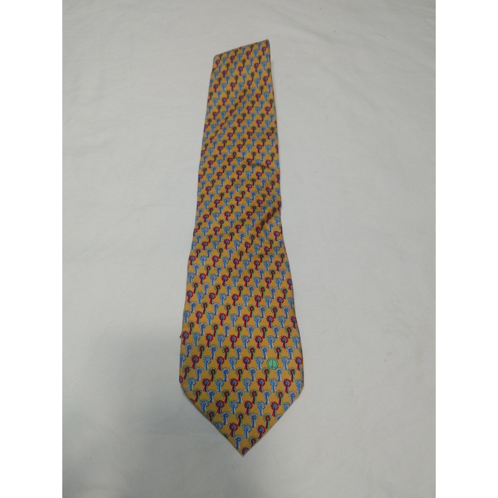 DUNHILL TIE Ribbons on Yellow Classic‎ Silk Neck Tie